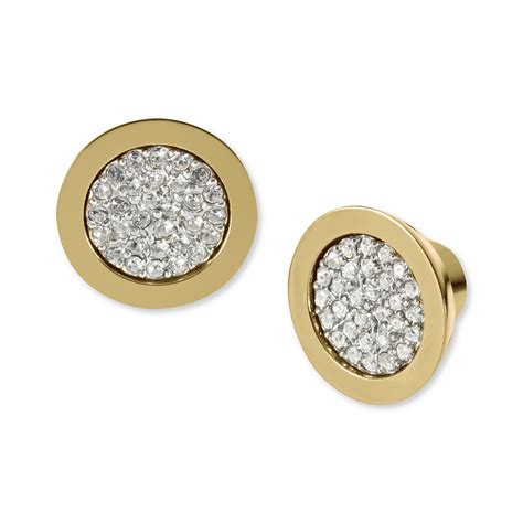 michael kors sterling gold pave round stud earring|michael kors hoop earrings sale.